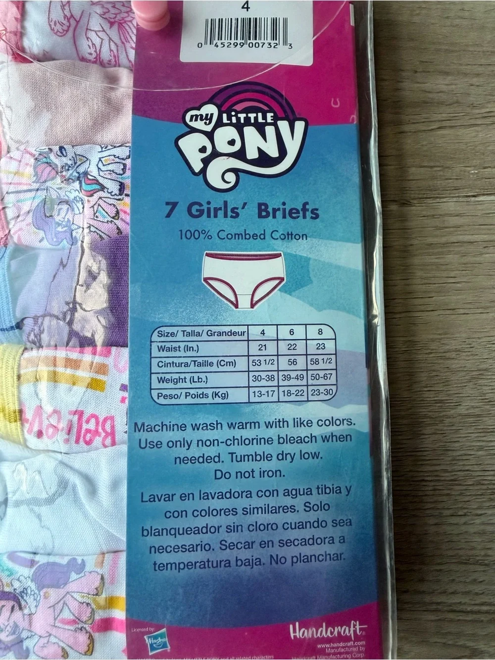 NEW My Little Pony Girls 7-Pack Briefs Size 4 Ages 3-4 100% Cotton Underwear Lot